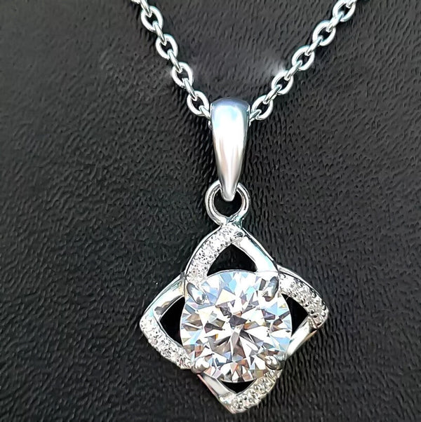 3.70 Ct Certified White Moissanite Pendant Black Friday Gift Idea 18K Gold Plated V 18K Gold Plated