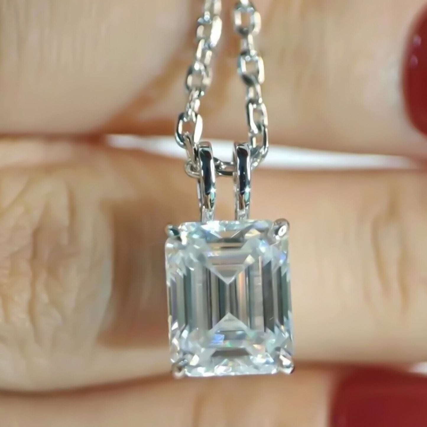 7.00 Ct White Certified Moissanite Pendant in Gold Vermeil Holiday Gift for Her - GEMHUB