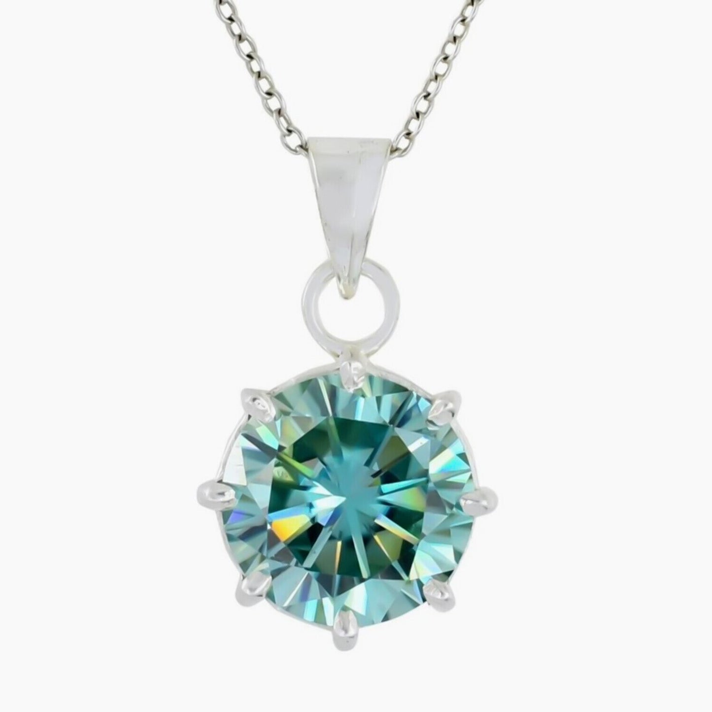 6.50 Ct Blue Moissanite Solitaire Pendant in Gold Vermeil Holiday Jewellery Gift - GEMHUB