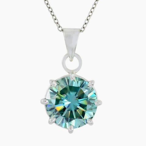 6.50 Ct Blue Moissanite Solitaire Pendant in Gold Vermeil Holiday Jewellery Gift - GEMHUB