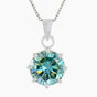6.50 ct DEW Blue Moissanite Solitaire Pendant in Gold Vermeil Holiday Jewellery Gift