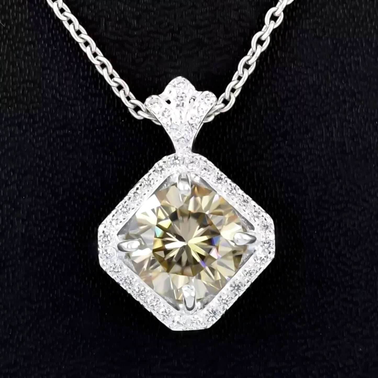 6.50 Ct Champagne Moissanite Pendant Gold Vermeil Gift for Women Black Friday - View 2 - GEMHUB