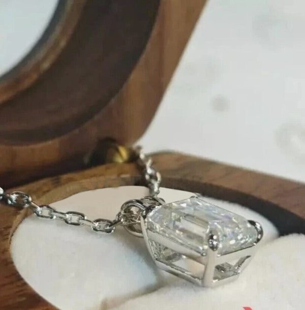 7.00 Ct White Certified Moissanite Pendant in Gold Vermeil Holiday Gift for Her - View 2 - GEMHUB