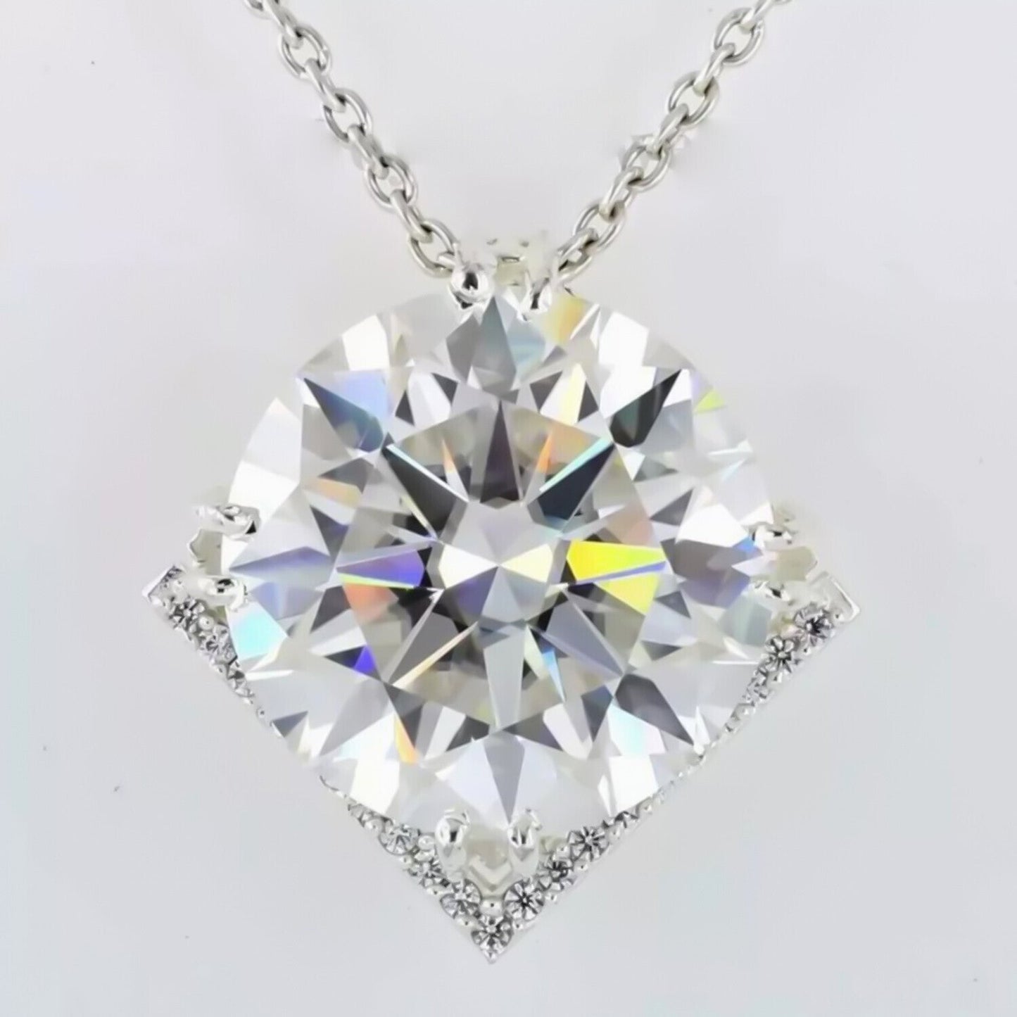 15 Ct White Moissanite Pendant in Gold Vermeil Certified Luxury Holiday Jewellery - GEMHUB