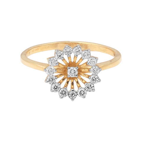 0.34Ct IGI Certified 18k Yellow Gold Floral Cocktail Diamond Ring For Engagement