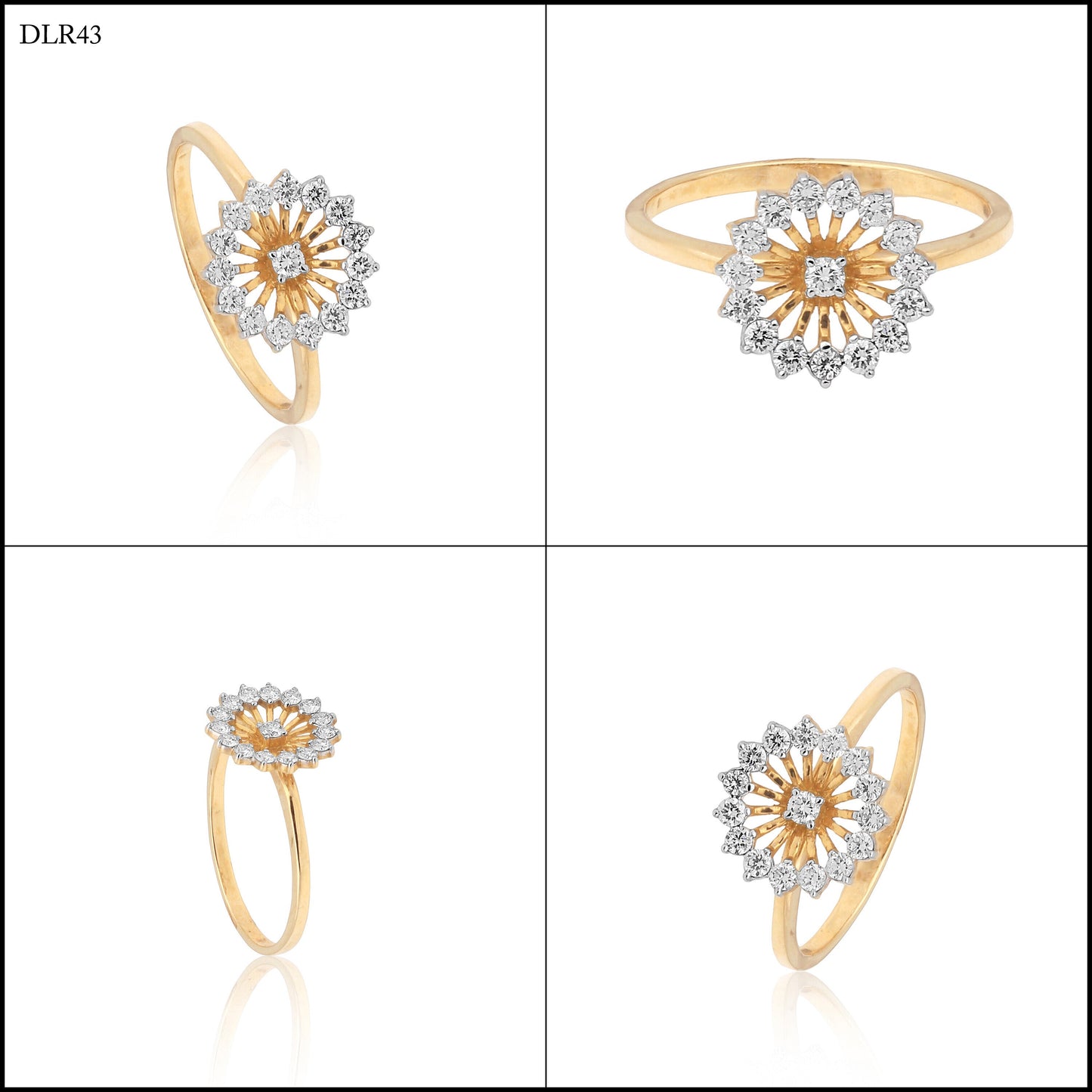 0.34Ct IGI Certified 18k Yellow Gold Floral Cocktail Diamond Ring For Engagement - view 7