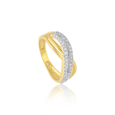 0.44 Ct. IGI Certified 18k Yellow Gold Graceful Wave GH VS Diamond Women's Ring