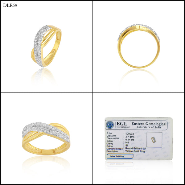 0.44 Ct. IGI Certified 18k Yellow Gold Graceful Wave GH VS Diamond Women's Ring - view 6
