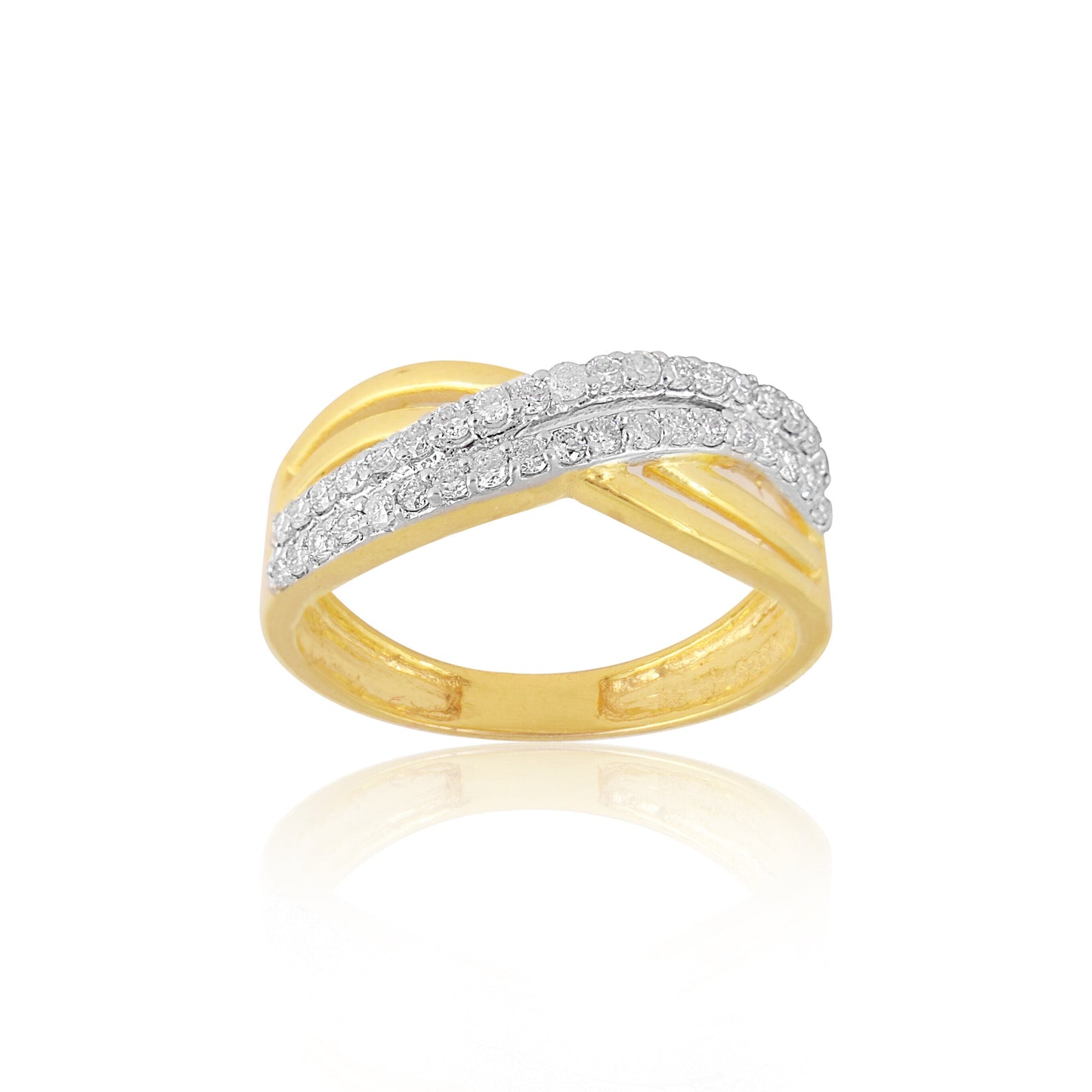 0.44 Ct. IGI Certified 18k Yellow Gold Graceful Wave GH VS Diamond Women's Ring - view 3
