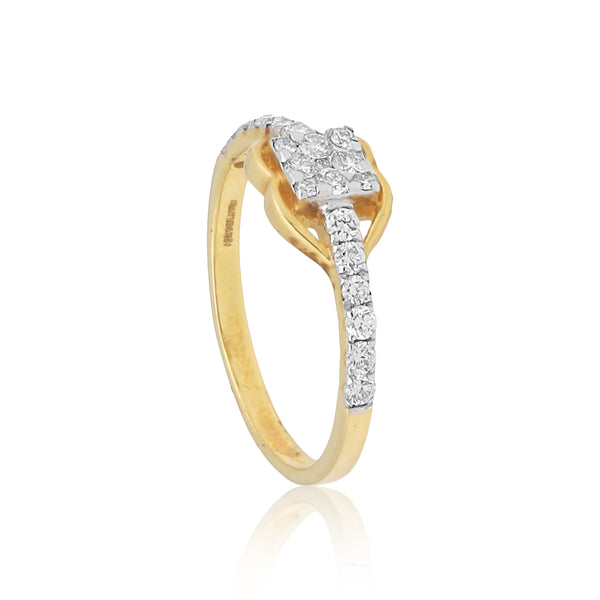 0.41 Ct. IGI Certified 18K Solid Yellow Gold Diamond Cluster Ring For Women - view 4