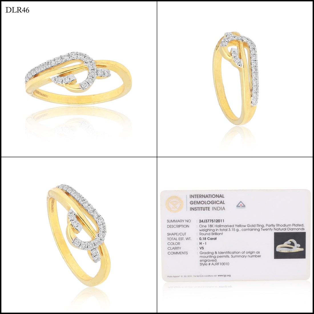0.18 Ct. IGI Certified 18k Yellow Gold Diamond Cluster Ring For Women Gift - view 9