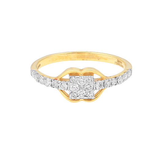 0.41 Ct. IGI Certified 18K Solid Yellow Gold Diamond Cluster Ring For Women