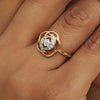 0.21 Ct. IGI Certified 18k Yellow Gold Diamond Floral Design Ring For Easter - view 6