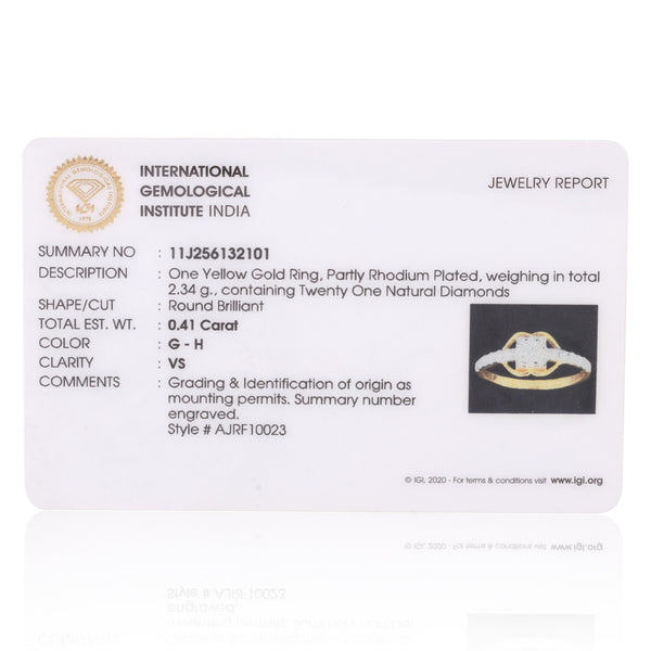 0.41 Ct. IGI Certified 18K Solid Yellow Gold Diamond Cluster Ring For Women - view 6