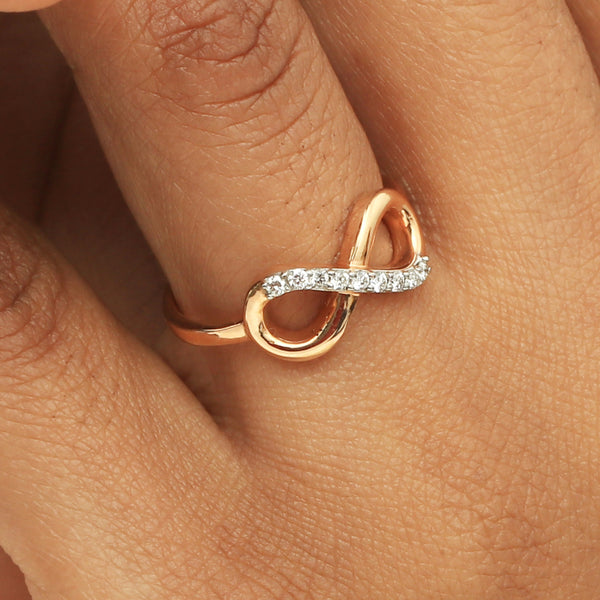 0.12 Ct. IGI Certified 18k Rose Gold Diamond Infinity Love Band Promise Ring - view 6