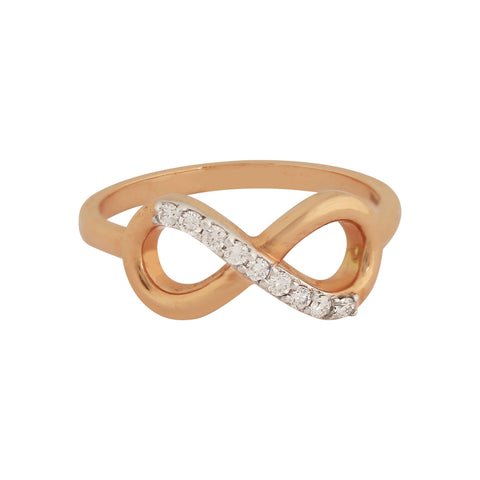0.12 Ct. IGI Certified 18k Rose Gold Diamond Infinity Love Band Promise Ring