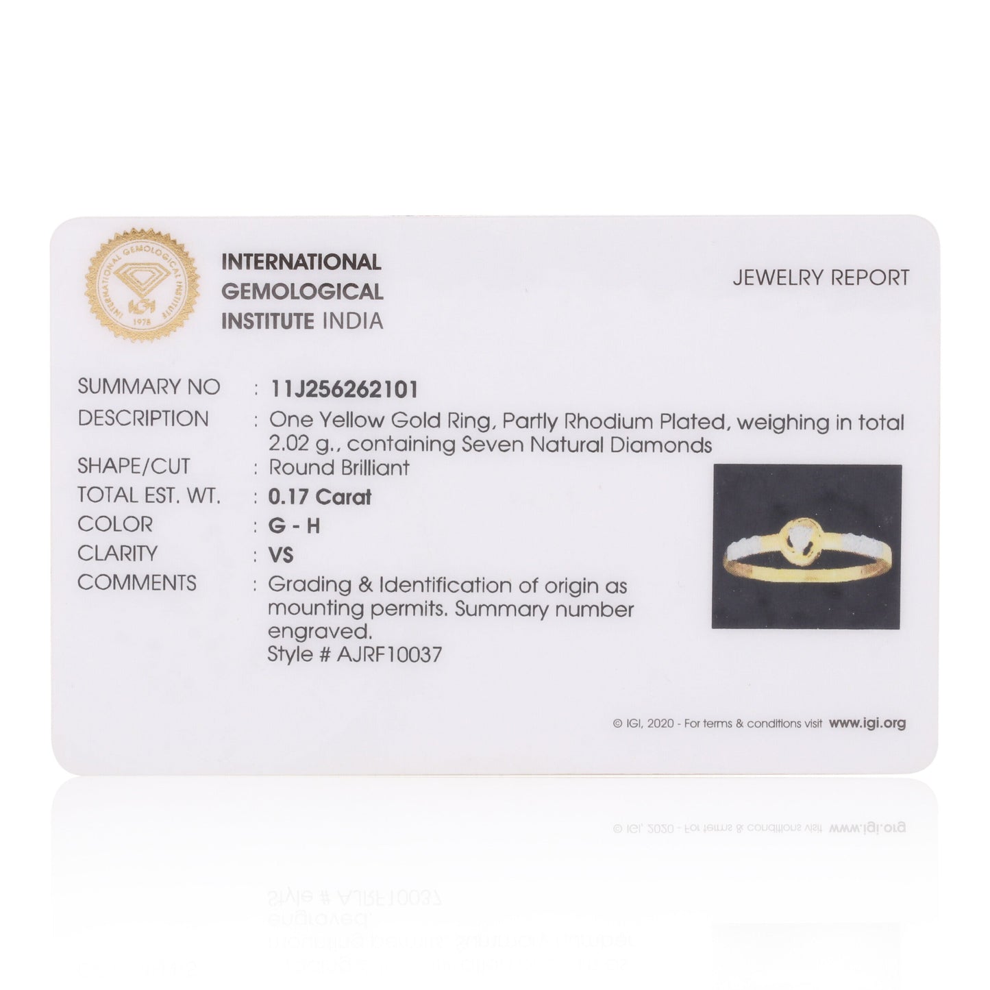0.17 Ct. IGI Certified 18k Yellow Gold Diamond Elegant Design Ladies Ring - view 6