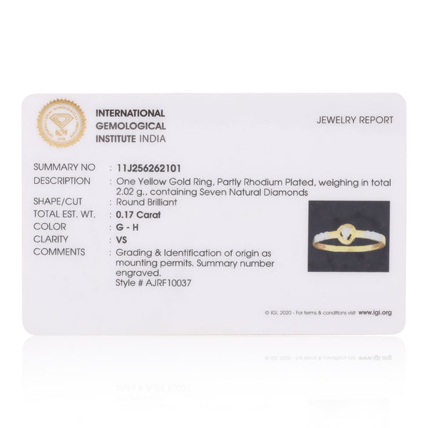 0.17 Ct. IGI Certified 18k Yellow Gold Diamond Elegant Design Ladies Ring - view 6