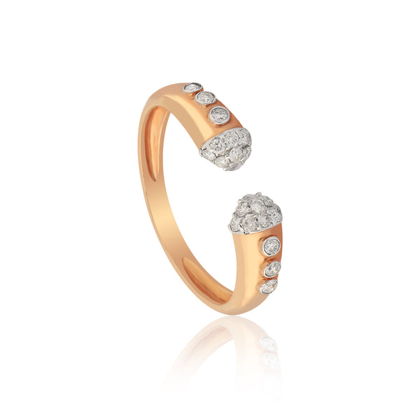 0.21 Ct. IGI Certified 18K Rose Gold Open Bypass GH VS Diamond Band Ring - view 2