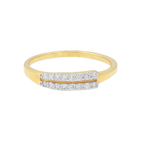 0.20 Ct. IGI Certified 18k Yellow Gold Two Row HI VS Diamond Pave Band Ring