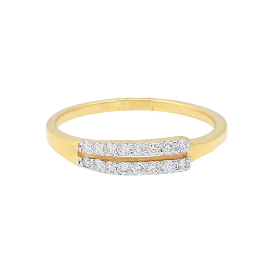 0.20 Ct. IGI Certified 18k Yellow Gold Two Row HI VS Diamond Pave Band Ring