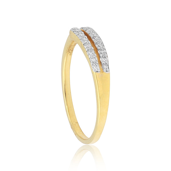 0.20 Ct. IGI Certified 18k Yellow Gold Two Row HI VS Diamond Pave Band Ring - view 4