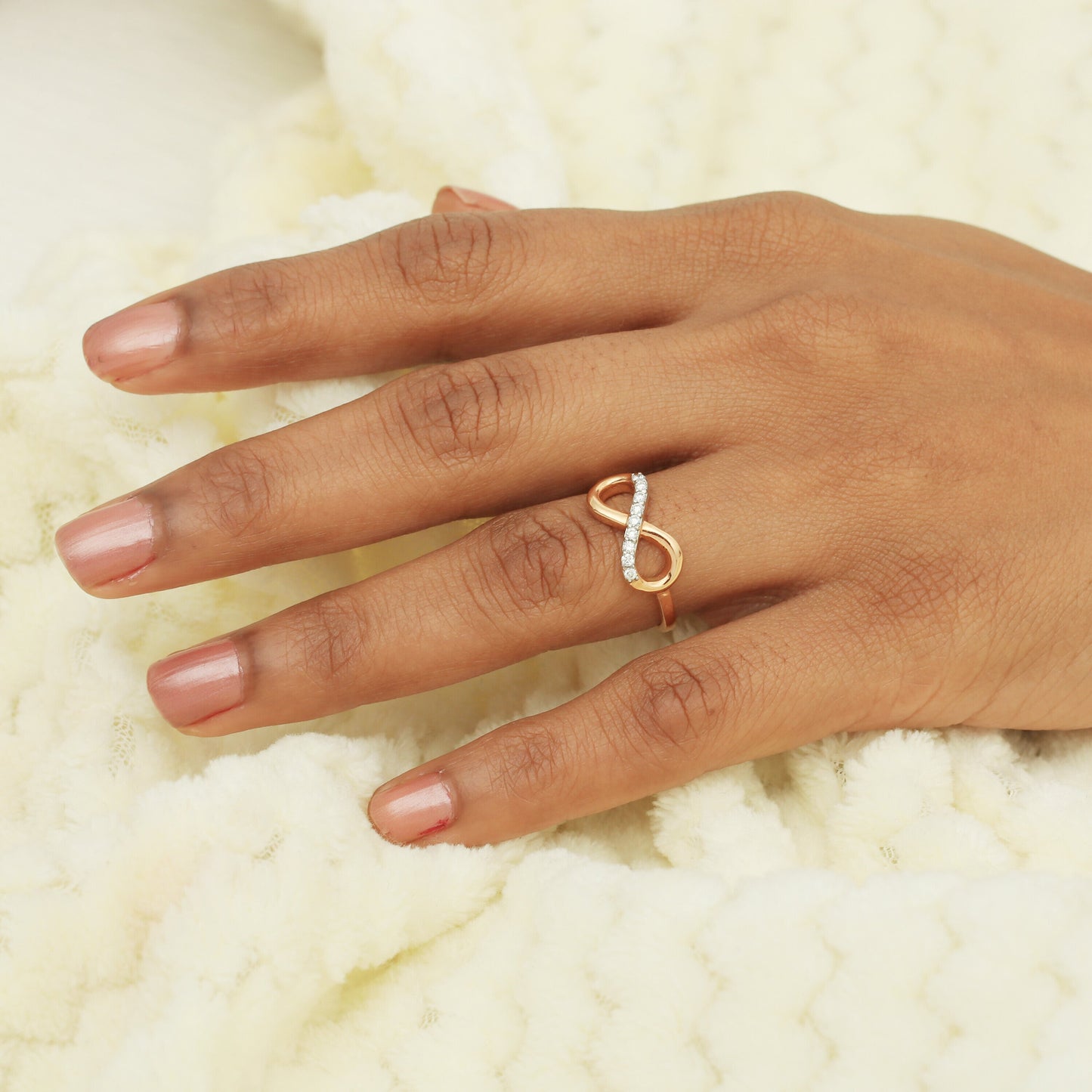 0.12 Ct. IGI Certified 18k Rose Gold Diamond Infinity Love Band Promise Ring - view 5