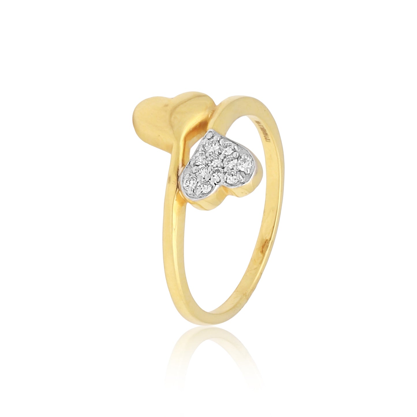 0.10 Ct. IGI Certified Natural Diamond 18k Heart Cross Over Yellow Gold Ring - view 4
