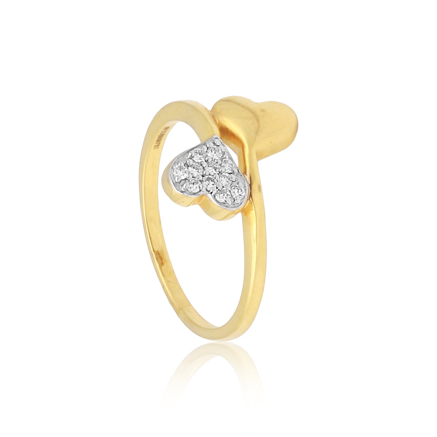 0.10 Ct. IGI Certified Natural Diamond 18k Heart Cross Over Yellow Gold Ring - view 5