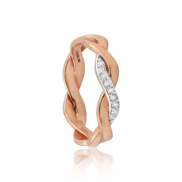 0.09 Ct. IGI Certified Natural Diamond 18k Yellow Gold Swirl Ring For Birthday - view 3