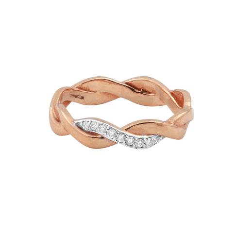 0.09 Ct. IGI Certified Natural Diamond 18k Yellow Gold Swirl Ring For Birthday