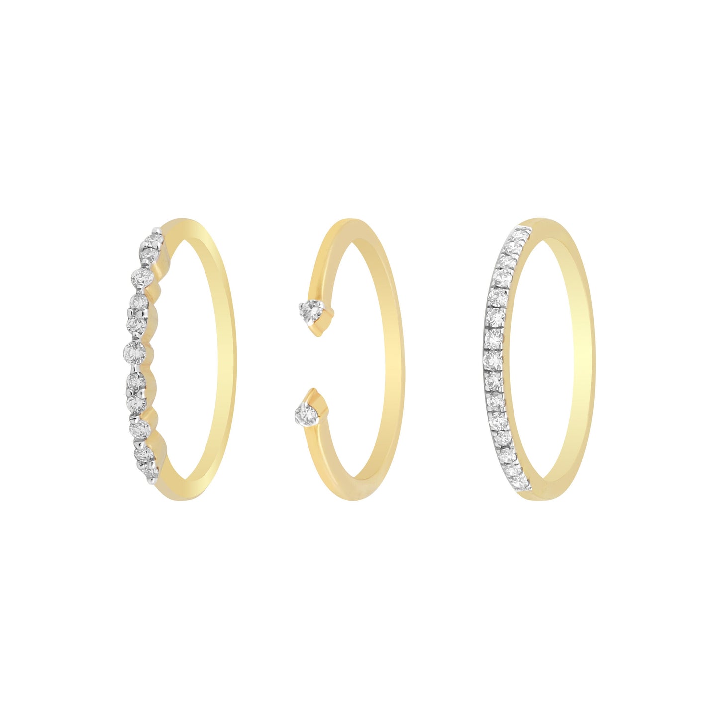 0.35 Ct. IGI Certified Natural Diamond 18k Yellow Gold Stackable Ring Set of 3