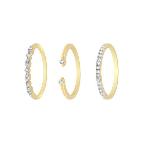 0.35 Ct. IGI Certified Natural Diamond 18k Yellow Gold Stackable Ring Set of 3