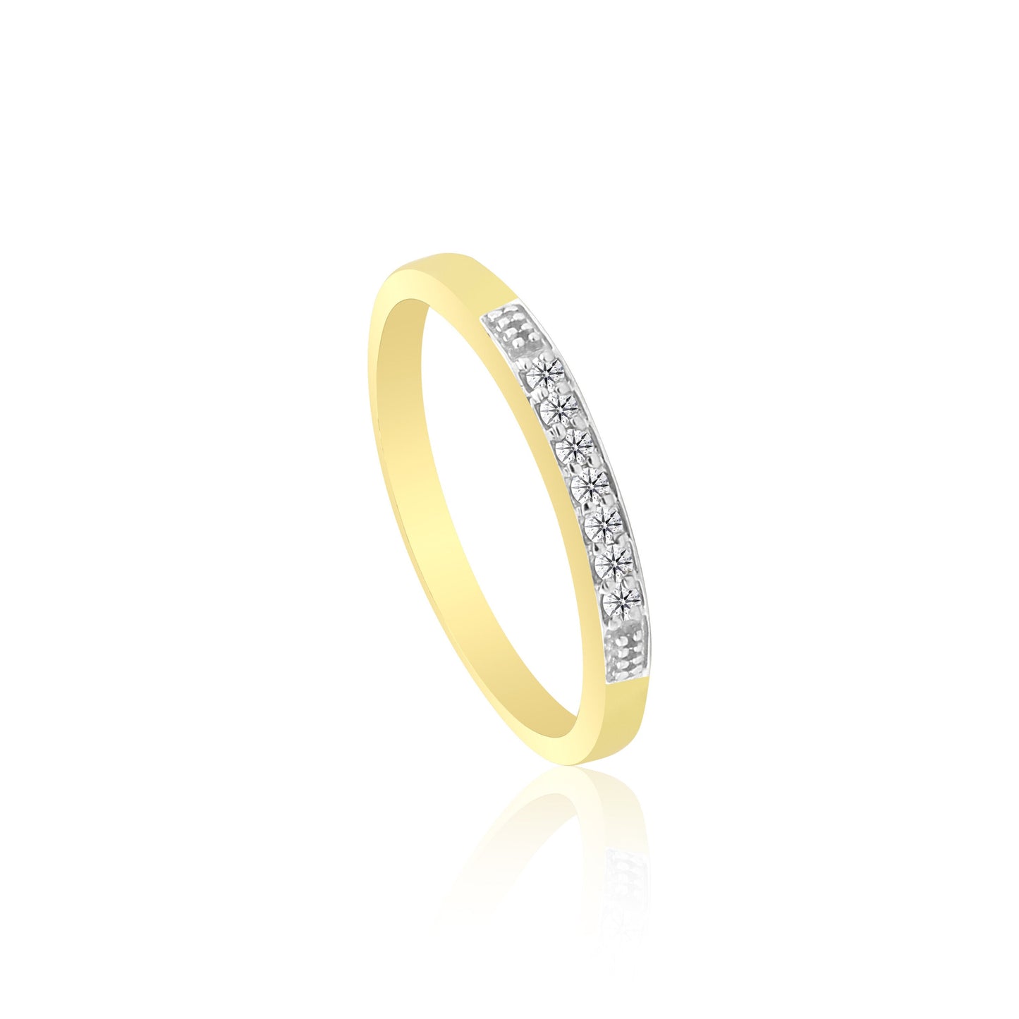 0.08 Ct. IGI Certified Natural Diamond 18k Solid Yellow Gold Bar Band Ring - view 2