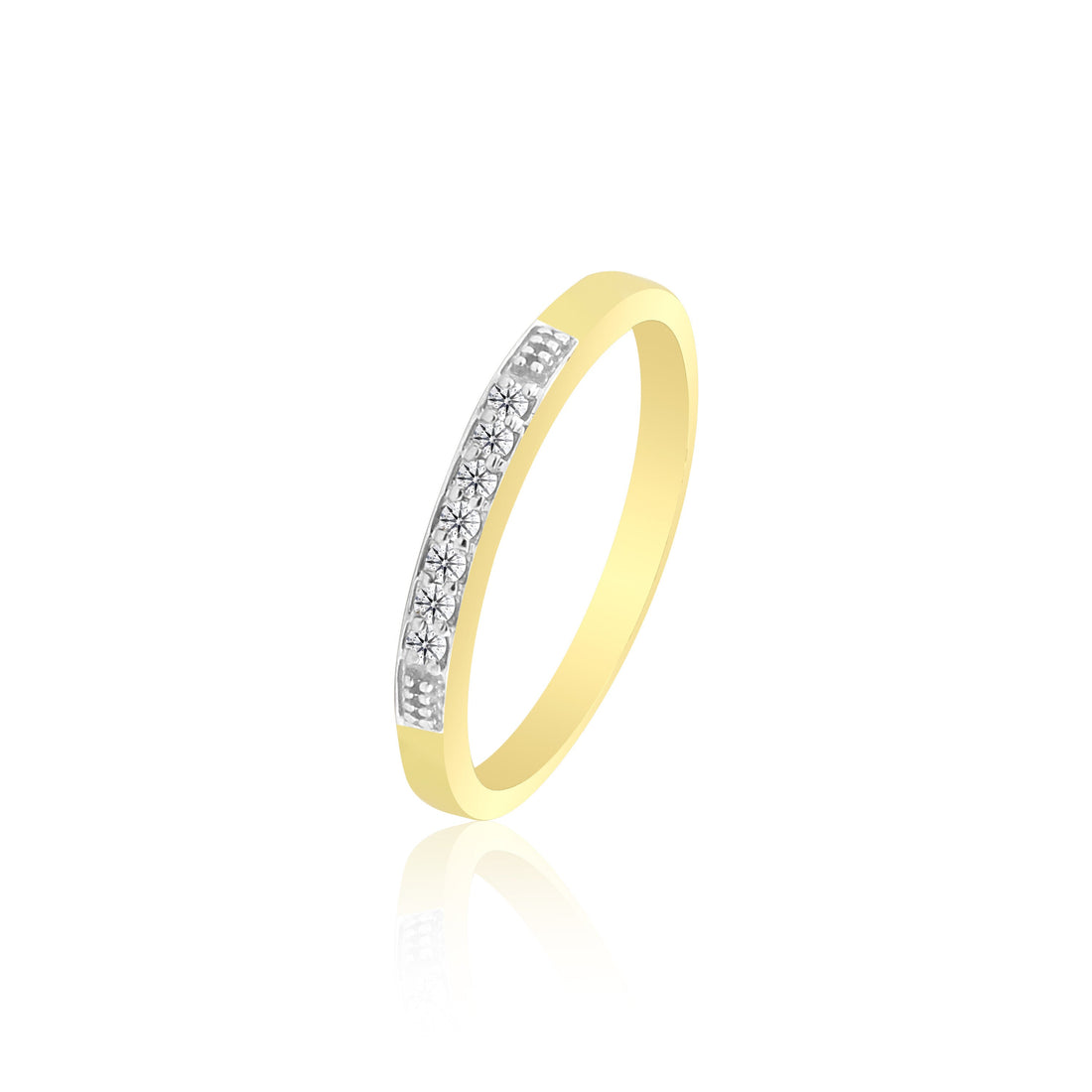0.08 Ct. IGI Certified Natural Diamond 18k Solid Yellow Gold Bar Band Ring - view 3
