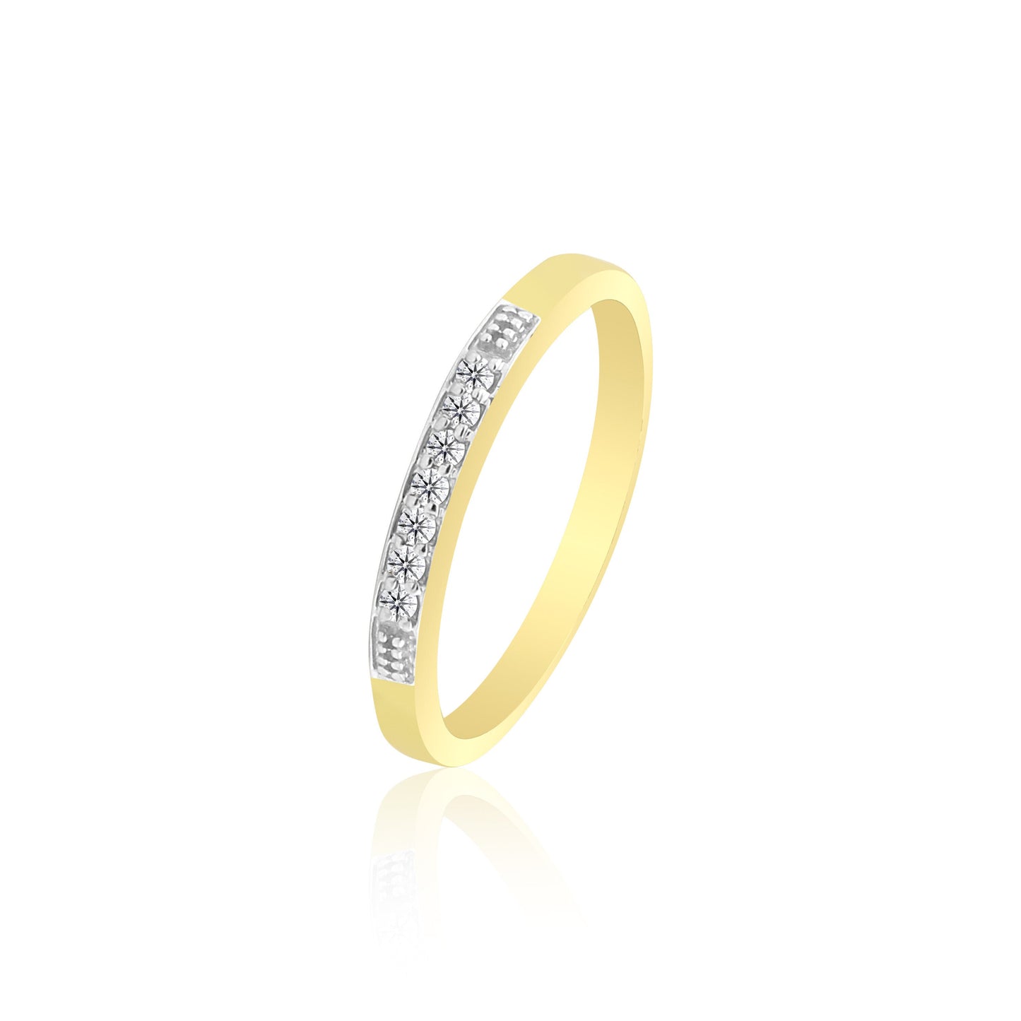 0.08 Ct. IGI Certified Natural Diamond 18k Solid Yellow Gold Bar Band Ring - view 3
