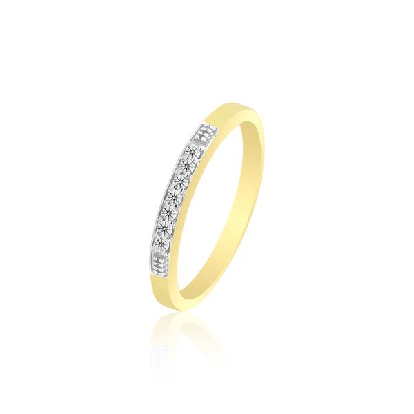 0.08 Ct. IGI Certified Natural Diamond 18k Solid Yellow Gold Bar Band Ring - view 3