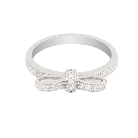 0.36 Ct. IGI Certified Natural Diamond 18k White Gold Solitaire Bypass Ring