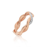 0.09 Ct. IGI Certified Natural Diamond 18k Yellow Gold Swirl Ring For Birthday - view 5