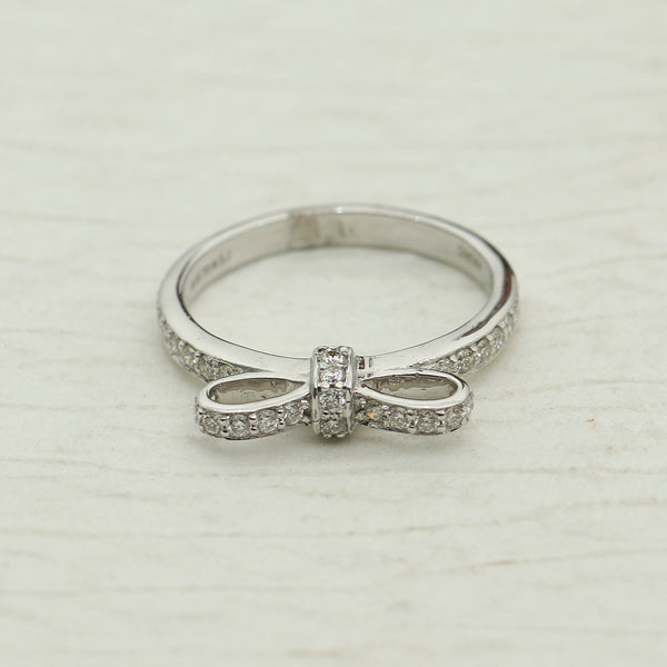 0.36 Ct. IGI Certified Natural Diamond 18k White Gold Solitaire Bypass Ring - view 7