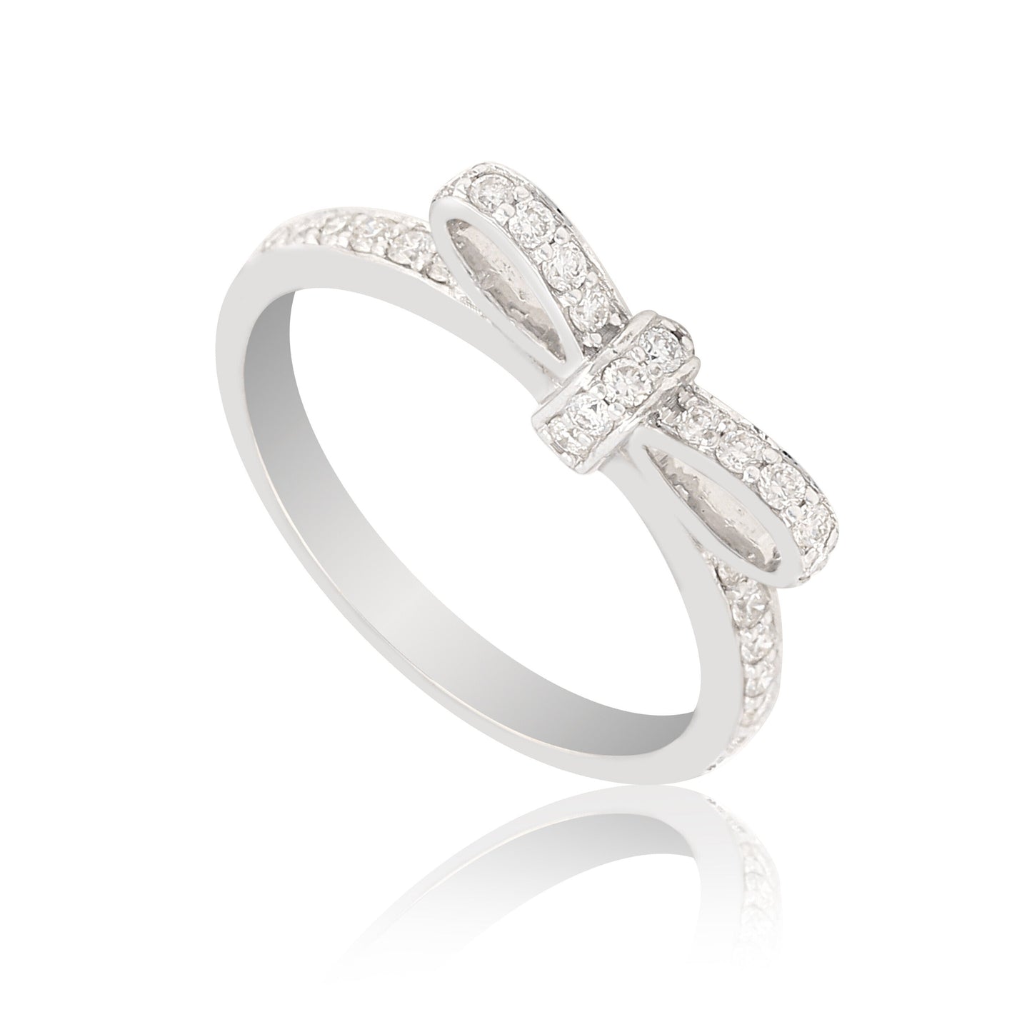 0.36 Ct. IGI Certified Natural Diamond 18k White Gold Solitaire Bypass Ring - view 3