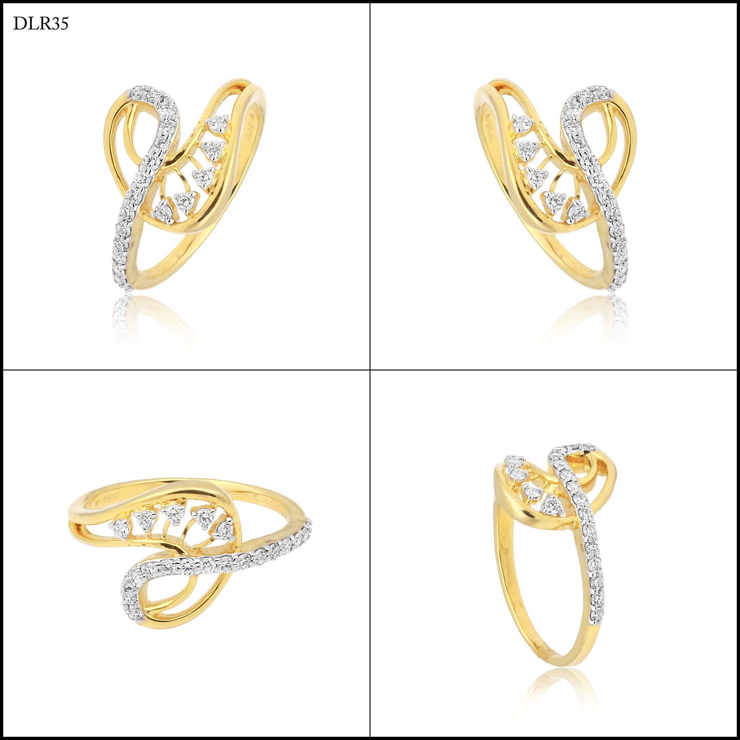 0.23 Ct. IGI Certified Natural Diamond 18k Solid Yellow Gold Infinity Ring - view 7