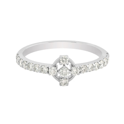 0.47 Ct. IGI Certified Natural Diamond 18k White Gold Cluster Engagement Ring