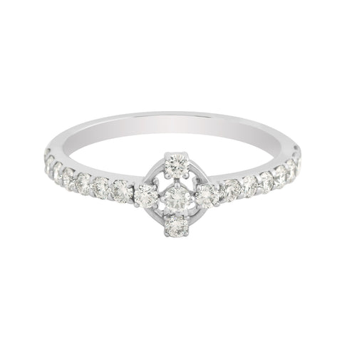 0.47 Ct. IGI Certified Natural Diamond 18k White Gold Cluster Engagement Ring