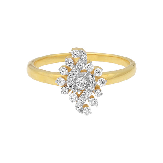 0.27 Ct. IGI Certified Natural Diamond 18k Yellow Gold Floral Cluster Ring