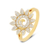 0.39 Ct. IGI Certified Natural Diamond 18k Yellow Gold Flower Design Ring - view 2