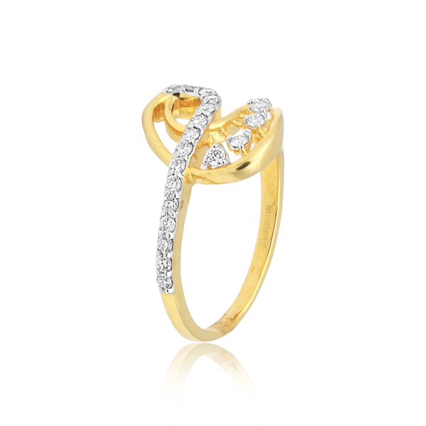 0.23 Ct. IGI Certified Natural Diamond 18k Solid Yellow Gold Infinity Ring - view 5
