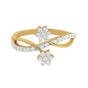 0.16 Ct. IGI Certified Natural Diamond 18k Yellow Gold Floral Bypass Ring