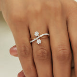 0.16 Ct. IGI Certified Natural Diamond 18k Yellow Gold Floral Bypass Ring - view 5