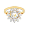 0.39 Ct. IGI Certified Natural Diamond 18k Yellow Gold Flower Design Ring - view 3
